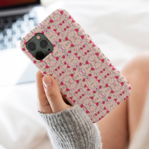 Chic Pink and red Floral pattern Stylish Case_Mate iPhone 14 Pro Max Case
