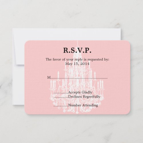Chic Pink and White Chandelier Wedding RSVP
