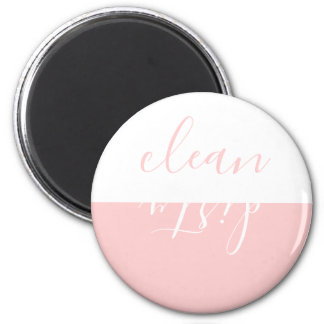 Chic Pink and White Clean Dirty Dishwasher Magnet