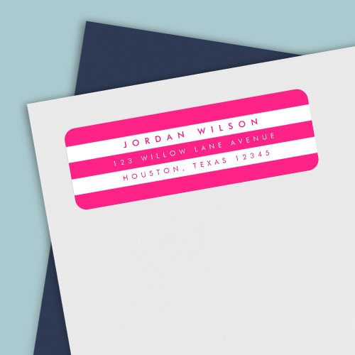 Chic Pink and White Stripes Return Address Label