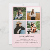 Chic Pink Arch 5 Photo Collage Graduation Announcement (Back)