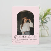 Chic Pink Arch 5 Photo Collage Graduation Announcement (Standing Front)