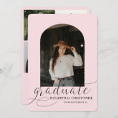 Chic Pink Arch 5 Photo Collage Graduation Announcement (Front/Back)