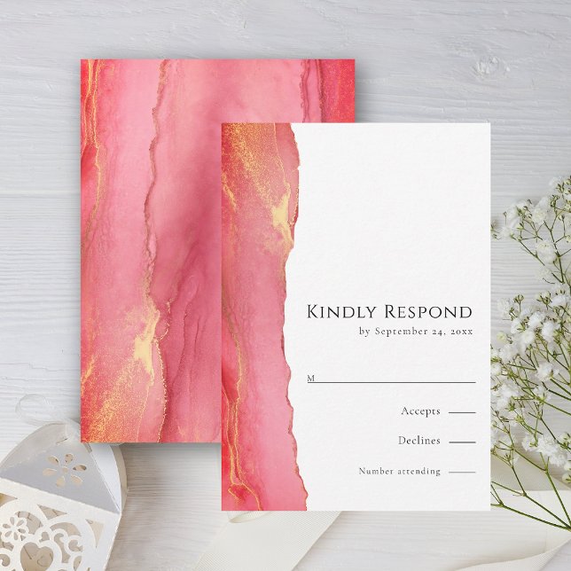 Chic Pink Art RSVP Wedding Response Card (Creator Uploaded)