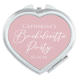 Chic Pink Bachelorette Party Custom Heart Shaped Compact Mirror