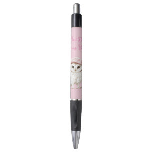 Chic Pink Beret Brown White Owl Be Seeing You Pen