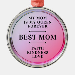 Chic Pink Best Mom First Place Champion Medal Metal Ornament