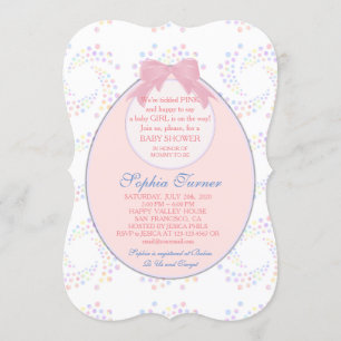 Chic Pink Bib Ribbon Girl BABY SHOWER Invite
