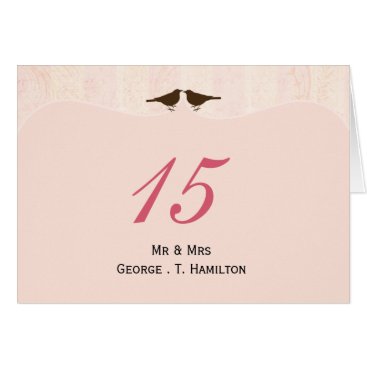 Chic pink bird cage, love birds table numbers
