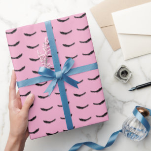 Chic Pink Black Eyelashes Glam Wrapping Paper