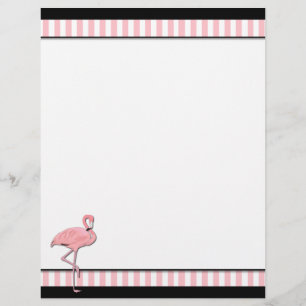 Chic Pink & Black Flamingo Business Letterhead