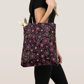 Chic Pink Black Flower Hand-Drawn Pattern Floral