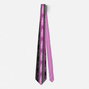 Chic Pink Black Glitter Stripe Glam Personalized Neck Tie