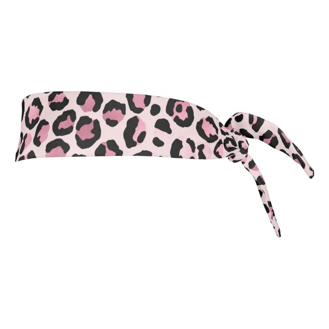 Chic pink black leopard pattern tie headband (Rotate 90)