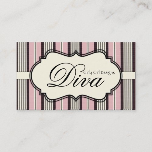 Chic Pink &amp; Black Stripes Design  Business Card