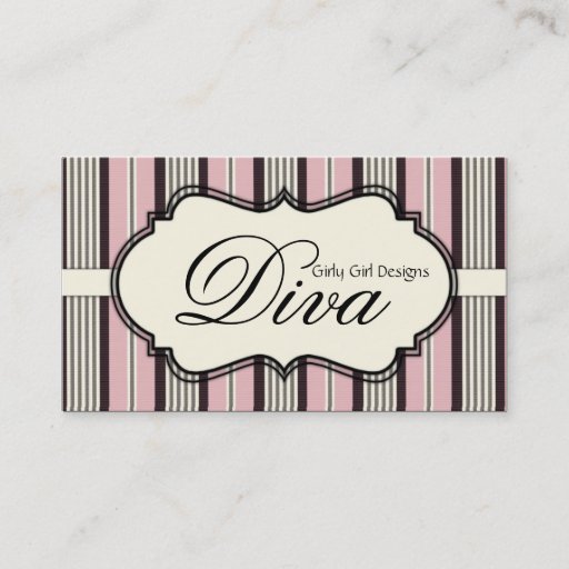 Customizable Chic Pink &amp; Black Stripes Design  Business Card