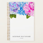 Chic Pink Blue Floral Hydrangea Garden Planner<br><div class="desc">Chic and elegant watercolor illustration of hydrangea flowers in pink,  blue,  and purple colors. Customize this product by adding your name and year at the bottom.</div>