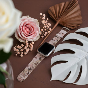 Chic Pink Boho Tropical Bohemian Watercolor Floral Apple Watch Band