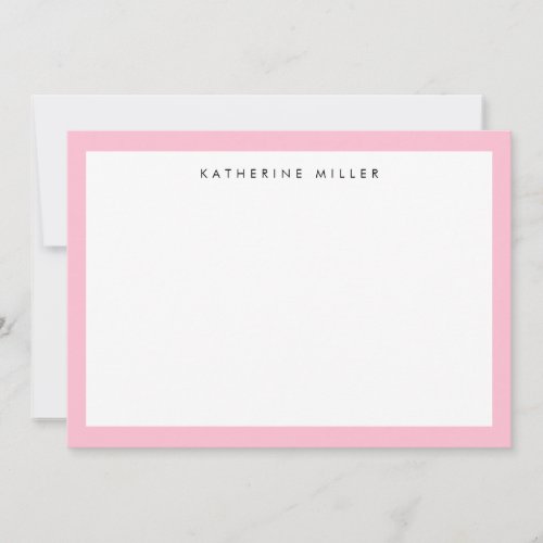 Chic Pink Border Personalized Note Card