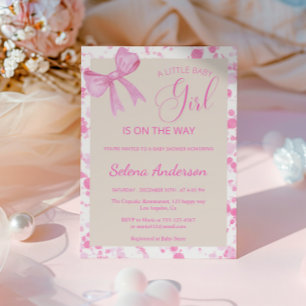 Chic Pink Bow Baby Girl Shower Invitation