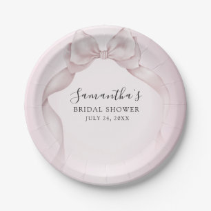 Chic Pink Bow Bridal Shower Paper Plates