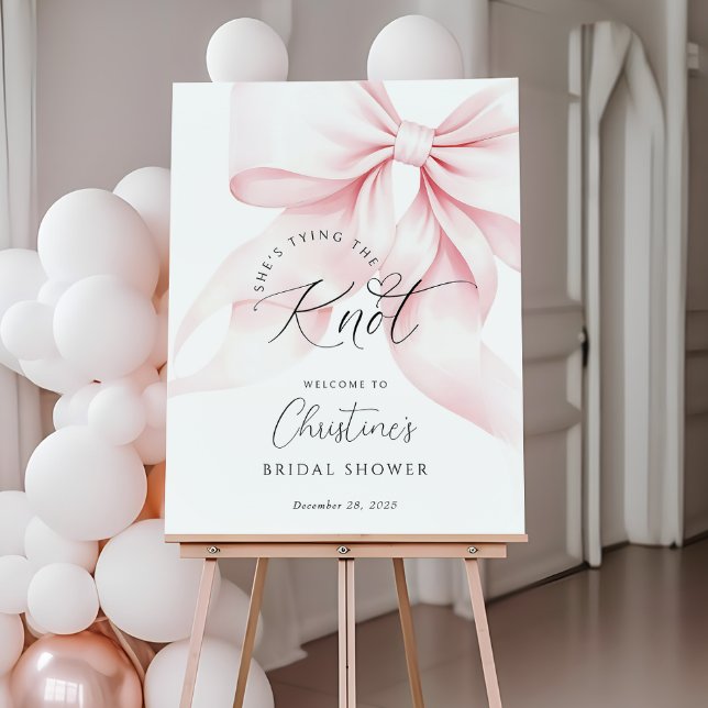 Chic Pink Bow Bridal Shower Welcome Sign (Creator Uploaded)