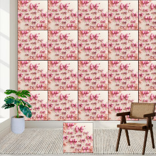 Chic Pink Bows & Glitter Floral Wallpaper