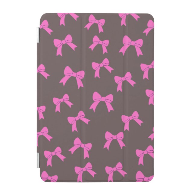 Chic Pink Bows on Black iPad Case (Front)