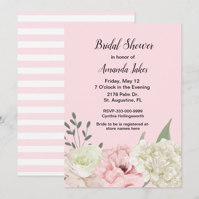 Chic Pink Bridal Shower Invitation (Front/Back)