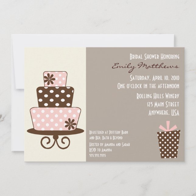 Chic Pink & Brown Invitation (Front)