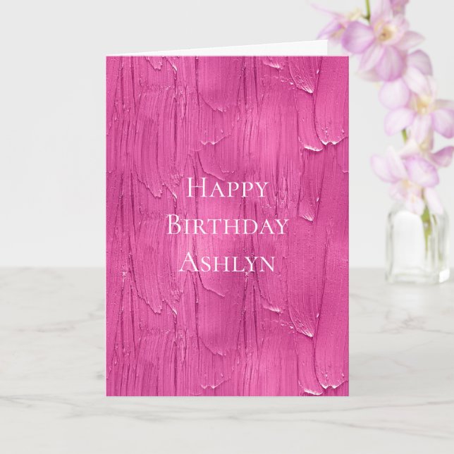 Chic Pink Cake Frosting Birthday Card (Orchid)