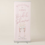 chic pink calligraphy pop the bubbly welcome sign<br><div class="desc">Elegant Chic , Simple , modern Brunch & Bubbly Welcome Sign. This trendy stylish arch Vertical Retractable Banner is an ideal decoration for champagne or mimosa bridal shower. Features champagne flutes with typography at the top, makes this pretty welcome banner a good choice for bridal shower brunch and bridal shower...</div>