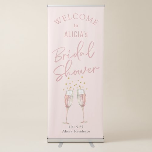 chic pink calligraphy pop the bubbly welcome sign