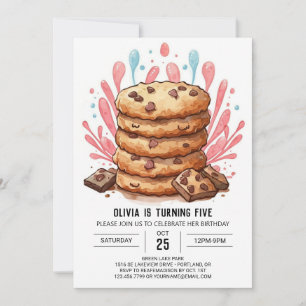 Chic Pink Candyland Cookies Birthday Invitation