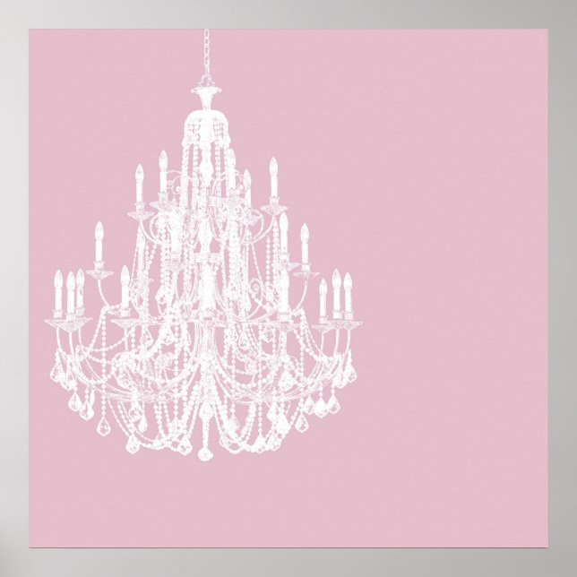 Chic Pink Chandelier Poster (Front)