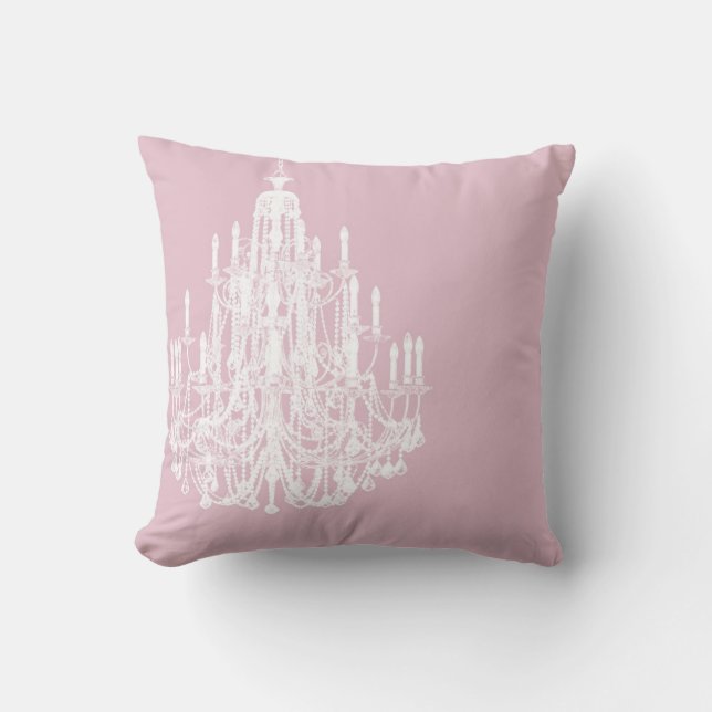 Chic Pink Chandelier Throw Pillow (Front)
