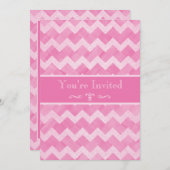 Chic Pink Chevron 21st Birthday Double Sided Print Invitation (Front/Back)