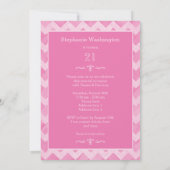 Chic Pink Chevron 21st Birthday Double Sided Print Invitation (Back)