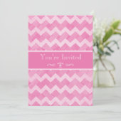 Chic Pink Chevron 21st Birthday Double Sided Print Invitation (Standing Front)