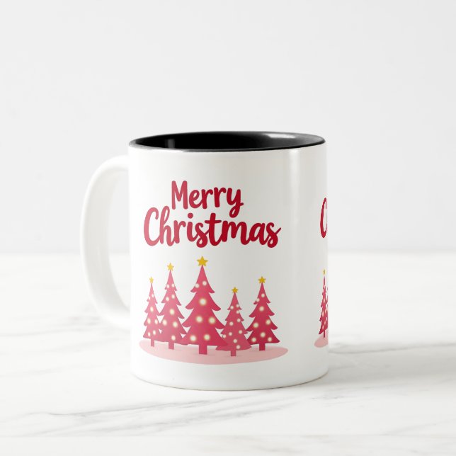Chic Pink Christmas Vibes Holiday Mug (Front Left)
