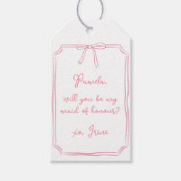 Chic Pink Coquette Bow Maid of Honor Proposal