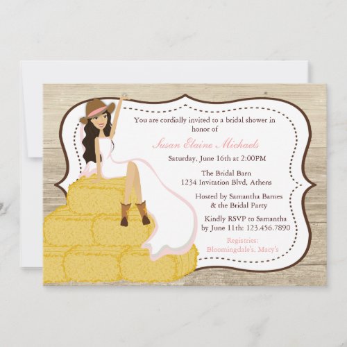 Chic Pink Cowgirl Country Bride Bridal Shower Invites