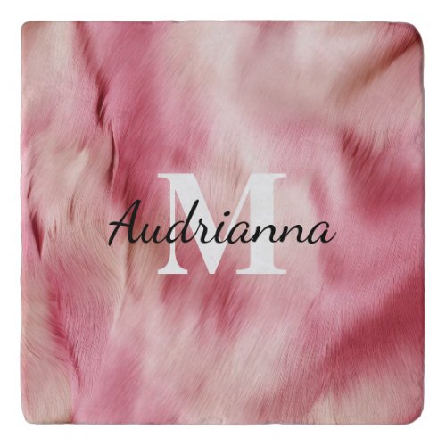 Chic Pink Cowgirl Cowhide Monogram Trivet