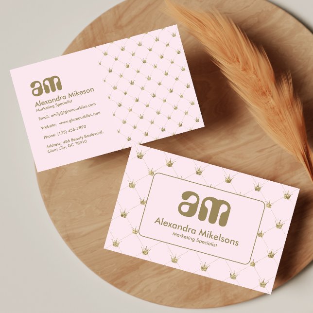 Chic Pink Crown Luxury Business Card (Creator Uploaded)
