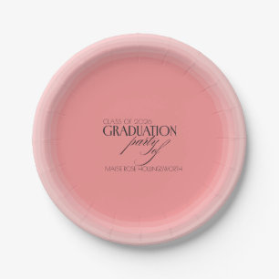 Chic pink customizable graduation party paper plates