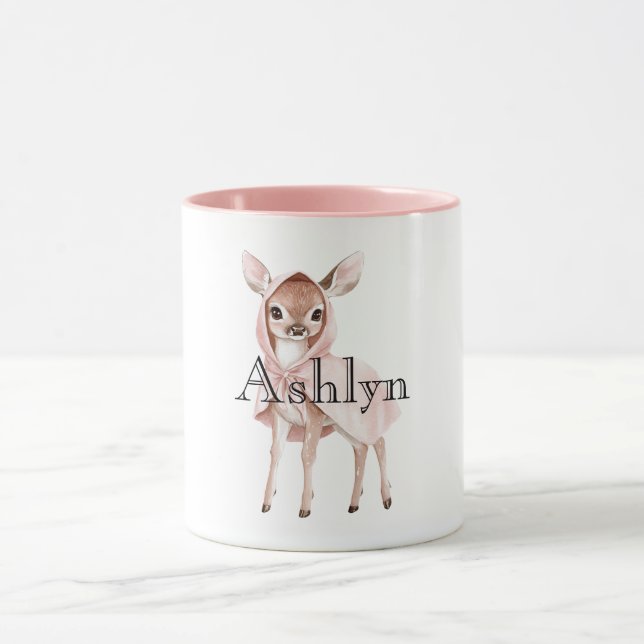 Chic Pink Cute Deer Mug (Center)
