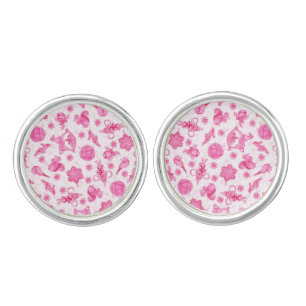 Chic Pink Ditsy Holiday Christmas Ornament  Cufflinks
