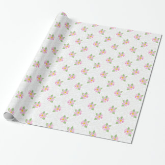 Chic Pink Dog Roses, Textured White Wrapping Paper