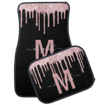 Chic Pink Dripping Glitter Monogram Name