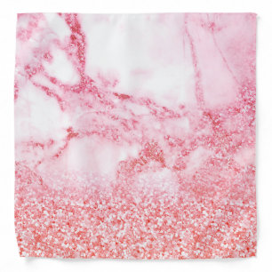 Chic Pink Elegant Rose Gold Glitter Marble Bandana